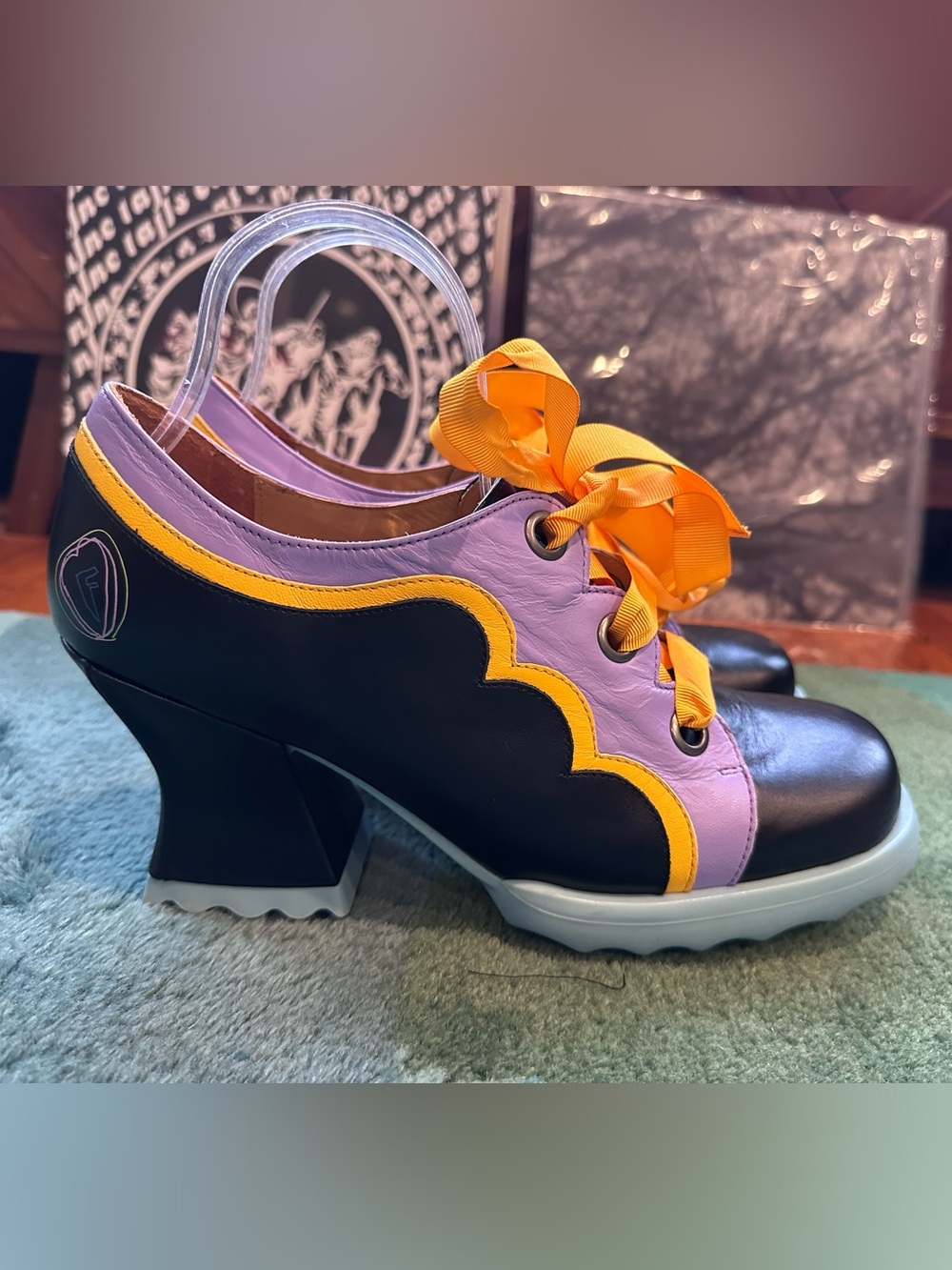 Fluevog NEARLY NEW Stop It Fermare black/purple/yellow lace-up- 11.5 (fits 11) - Picture 3 of 16